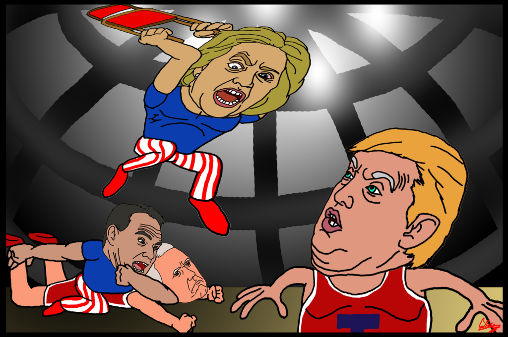 Trump and Clinton cage match