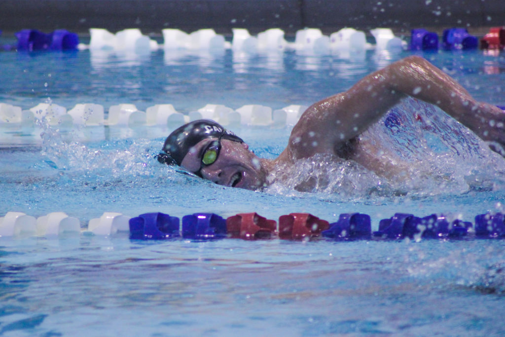 Julian Canavan competes in the Men’s 1000 Yard Freestyle. Corey Maher / Photo Editor