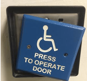 A broken door button in McEwen Hall. (Katerina Koutsandreas/Special to The Leader)