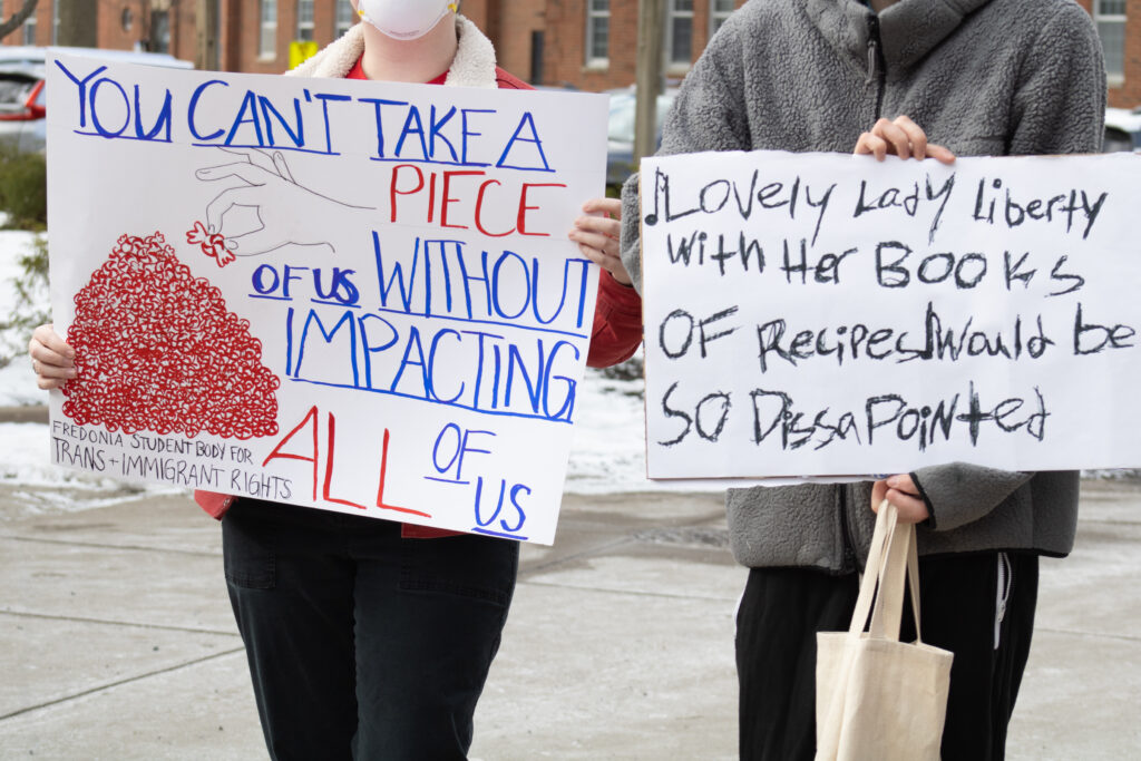 Students with protest posters